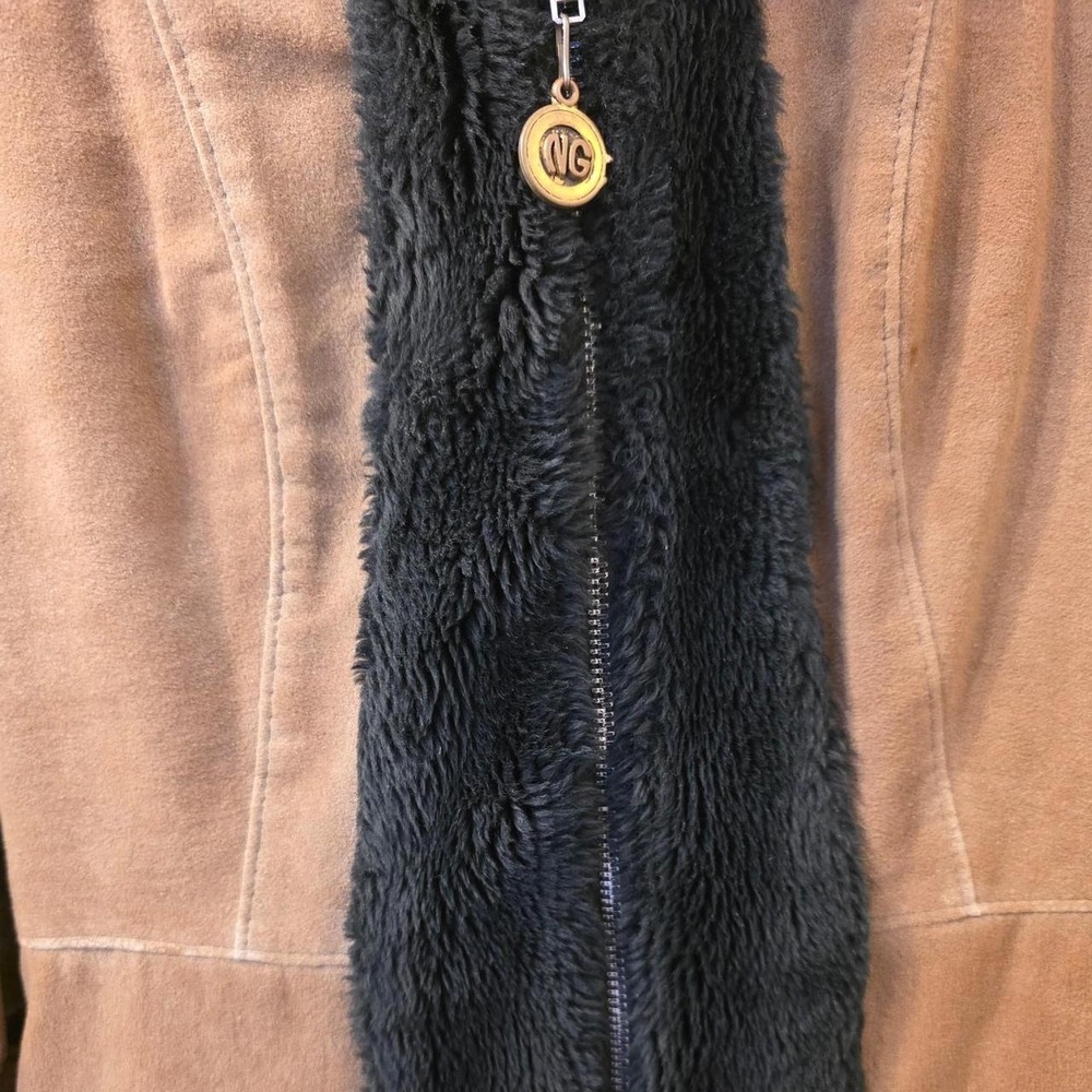 Vintage 1960s Boho Shearling Suede Coat Jacket Embroidered Penny Lane ILGWU - Picture 3 of 7